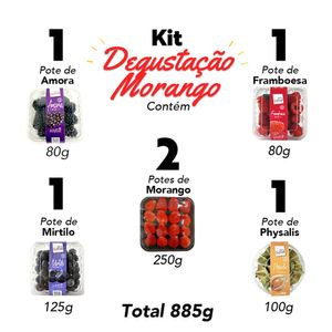 Kit Degustação  de berries frescas Morango 6 potes