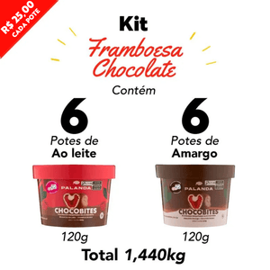 KIT FRAMBOESA CHOCOLATE AO LEITE E AMARGO 12 POTES