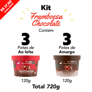 KIT FRAMBOESA CHOCOLATE AO LEITE E AMARGO 6 POTES
